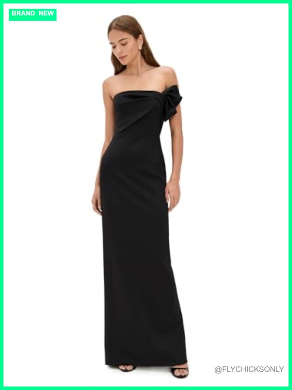 Stretch Neoprene Maxi Gown | Strapless Sheath Dress with Slit | Formal Evening